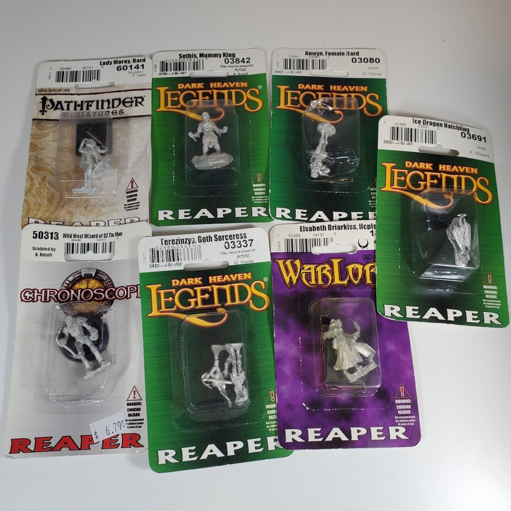 7 Reaper Metal Miniatures Lot Heros Monsters D&D Dungeons Dragons RPG Fantasy